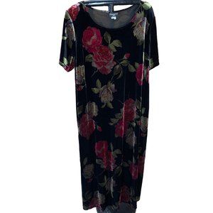 Size 20 Women's Vintage Cimmaron Black Floral Vintage Velvet Dress